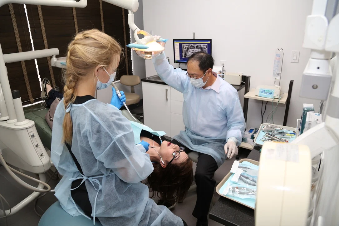 Patient in a dental office