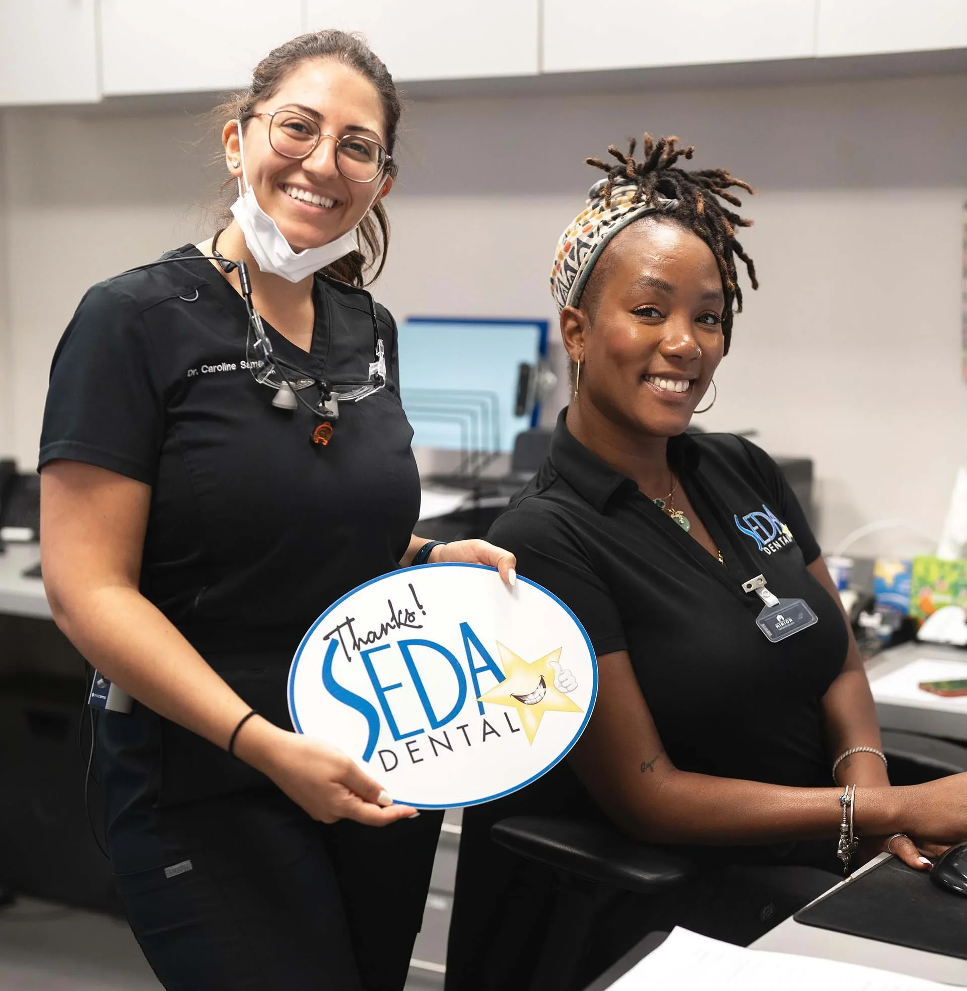 Dr Caroline Samaan at the front desk