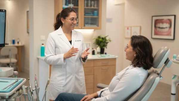Dr Caroline Samaanconsulting with patient in clinic