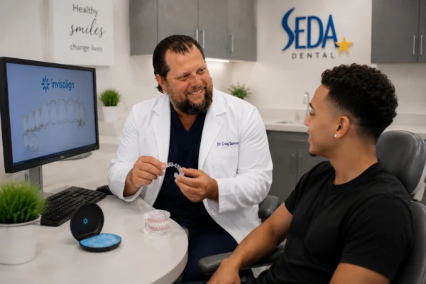 Dr. Craig Spencer discussing Invisalign options in Boca raton SEDA dental