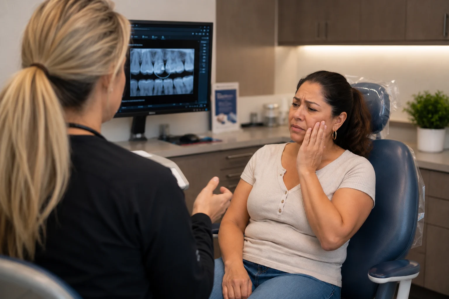 Dr. Sauers Vitale consulting patient in pain in Pompano Beach