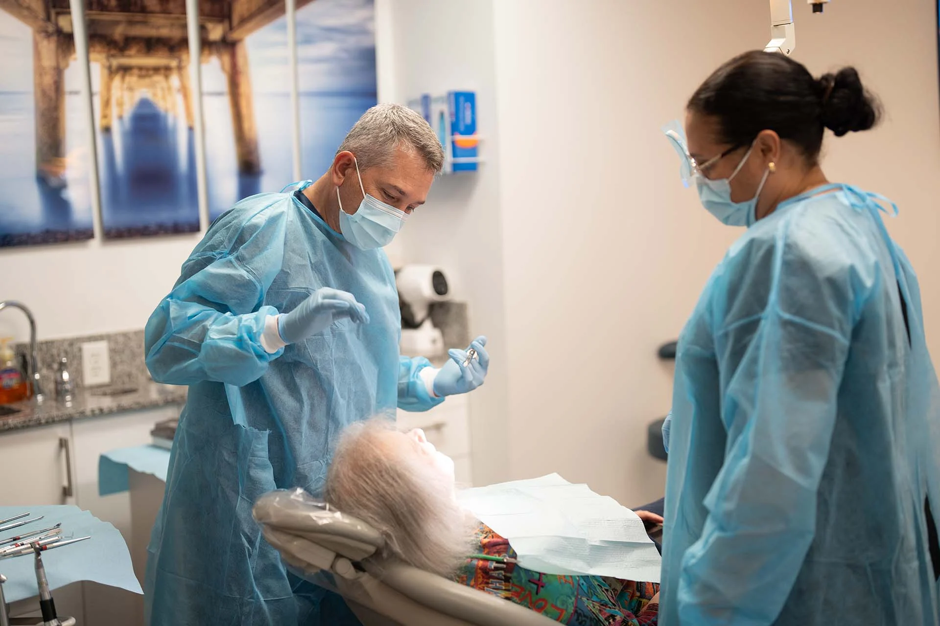 Dr. Kenneth Rubinstein in SEDA Dental with patient