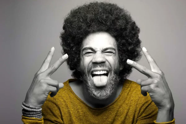 Man with Afro Smiling