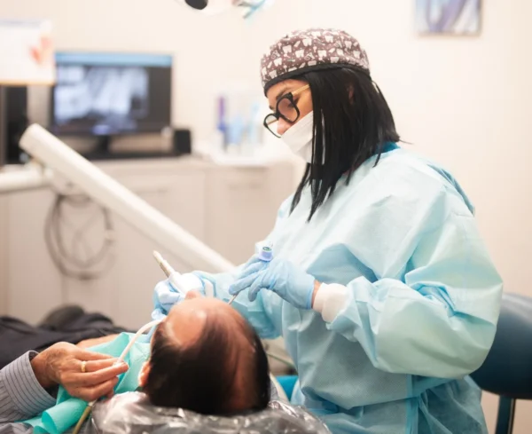Dental procedure in a clinic setting.