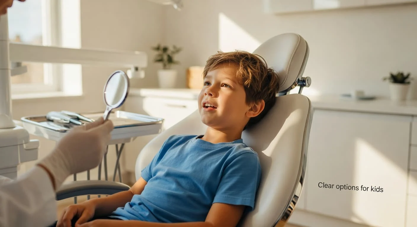 can kids get clear braces consultation for a child in a bright Boca Raton dental office