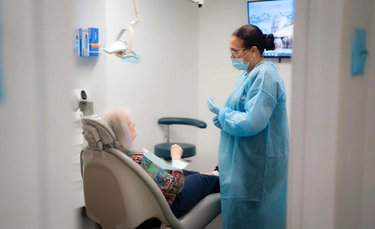 Dental consultation in a clinic setting.